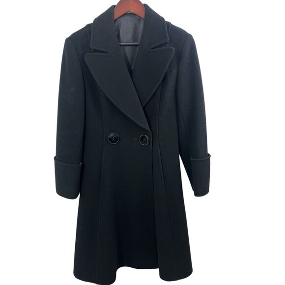 Women’s Coat Wool A-Line Navy Blue Peacoat Small Call The Midwife Austria - Picture 1 of 10